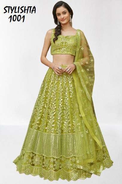 stylishta basant series 1001-1004 organza silk lehenga