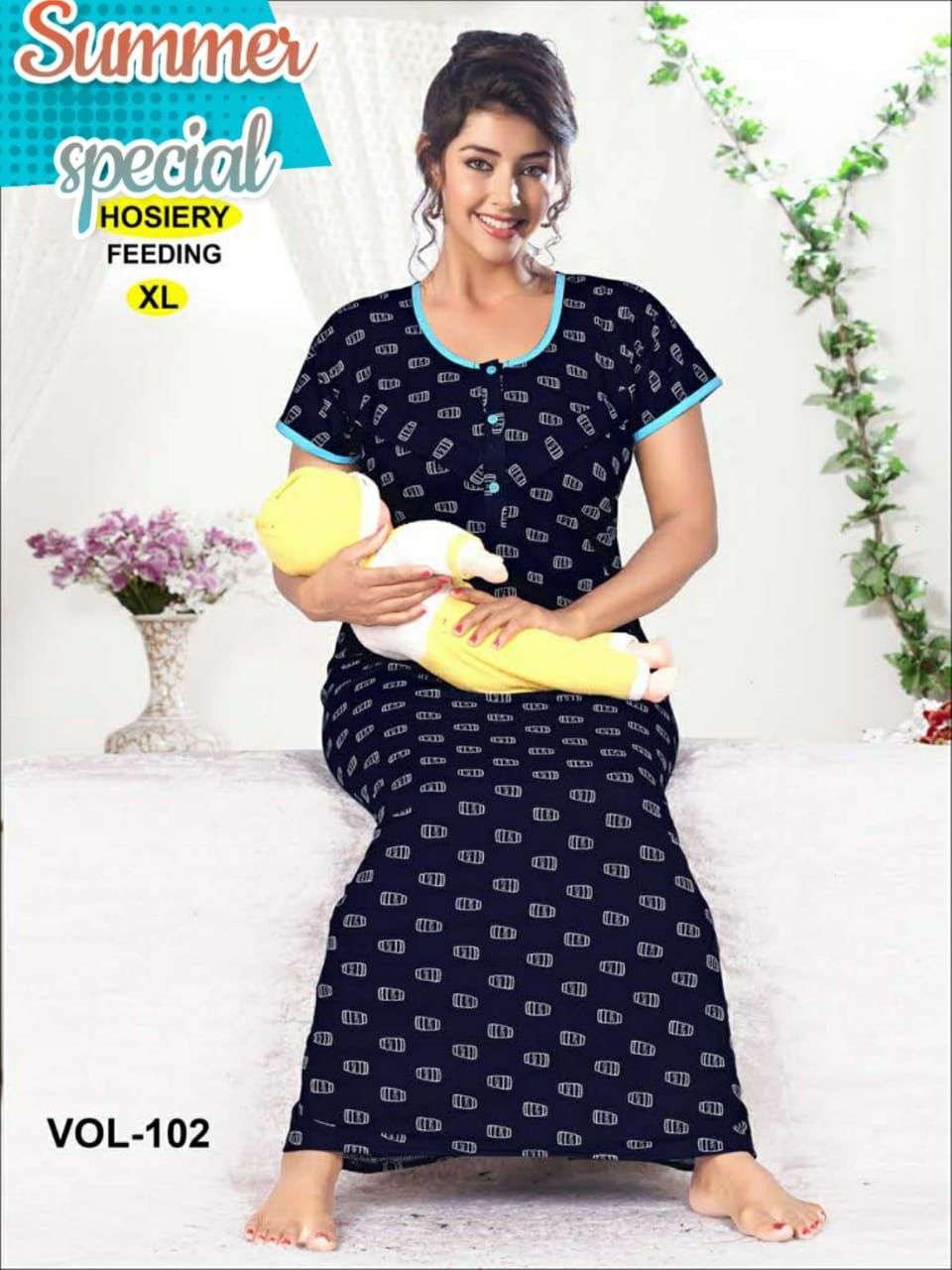 summer special shinker gown hosiery feeding vol 102 hosiery cotton night suit