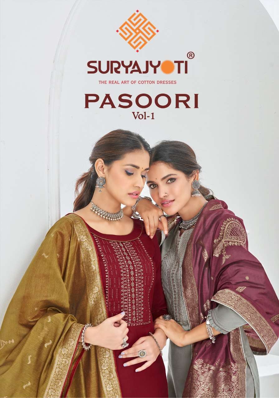 suryajyoti Pasoori Vol-1 series 1001-1008 jam satin suit
