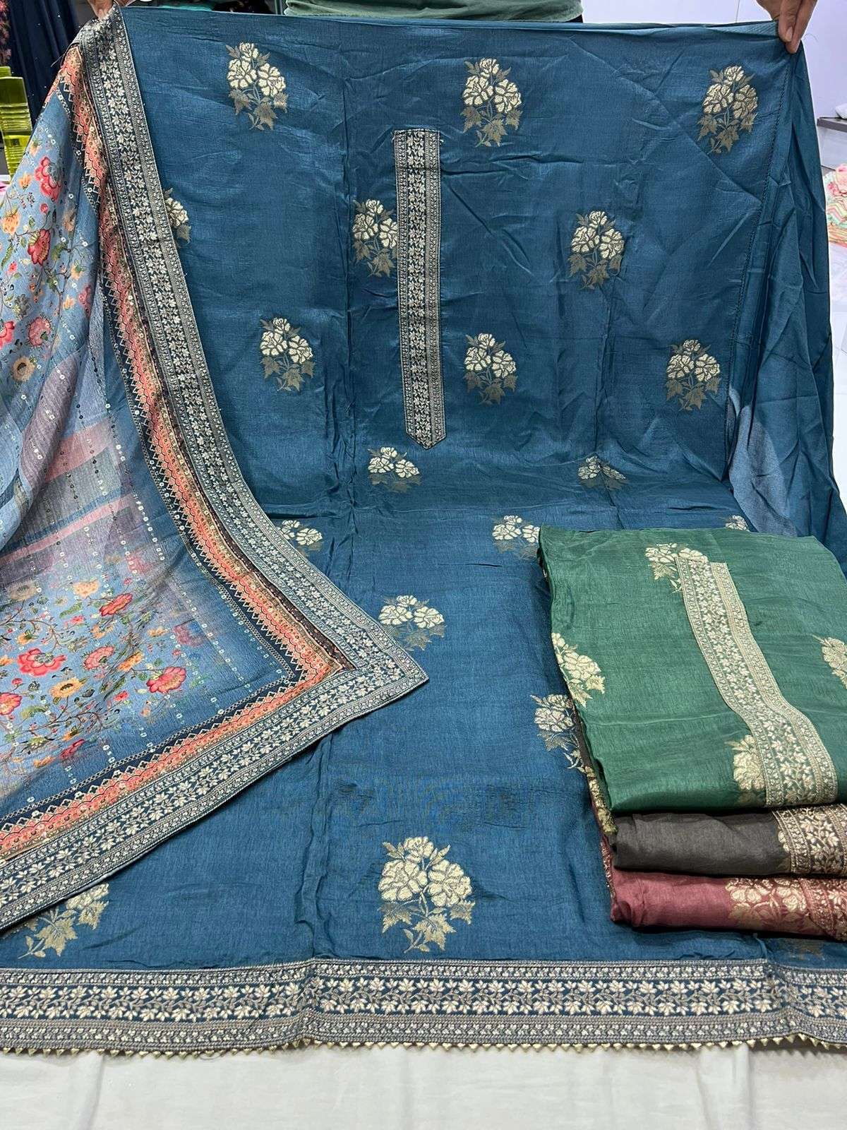 swanky pure dola jacquard digital printed suit