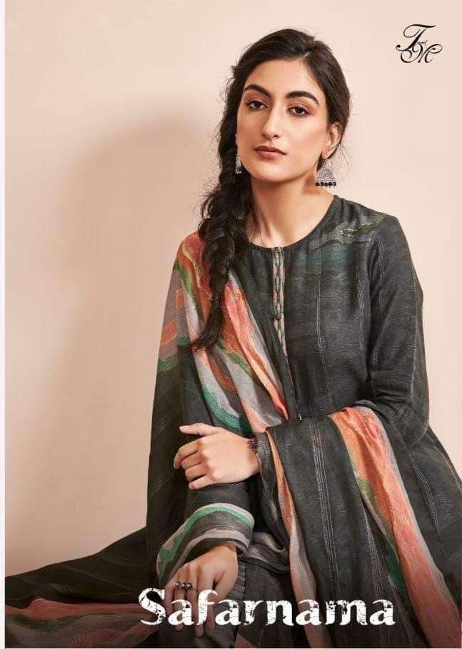 t&m designer safarnama pure linen suit 