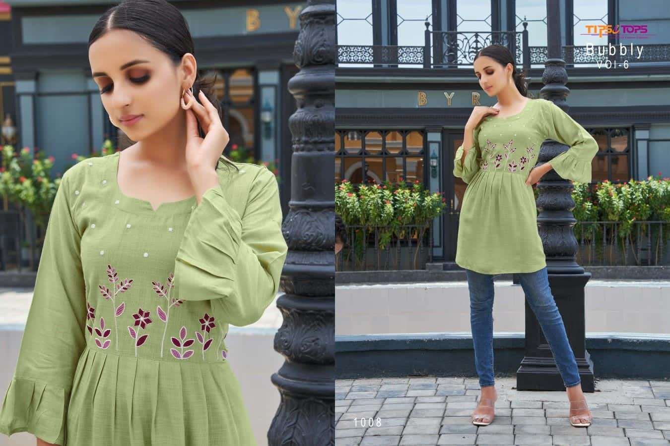 Tips & tops bubbly vol 6 heavy rayon slub kurti 
