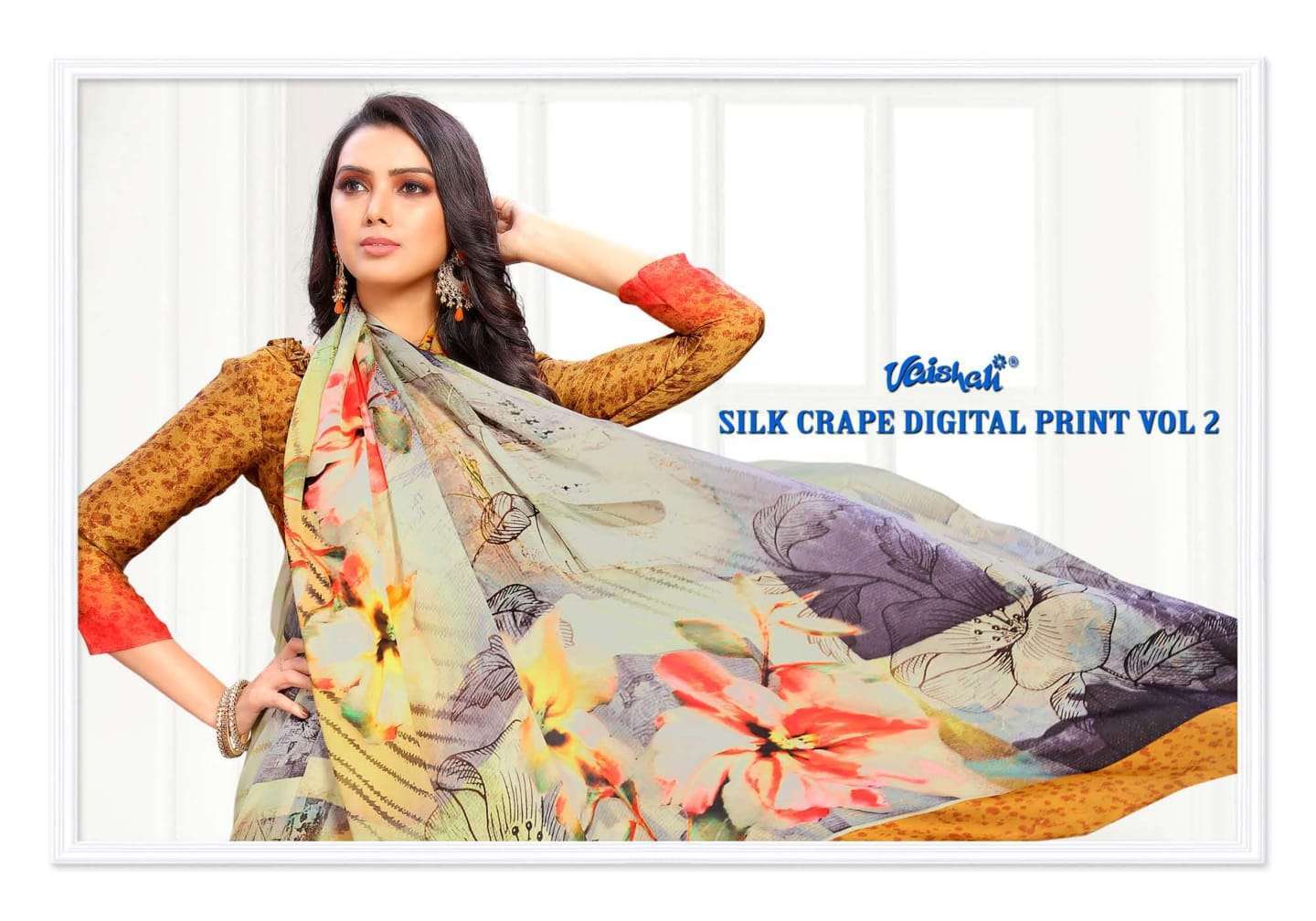 vaishali silk crape digital print vol 2 silk crape saree