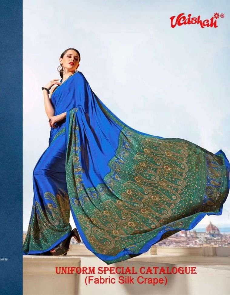 VAISHALI UNIFORM SPECIAL DESIGNER SILK CRAPE SAREE 
