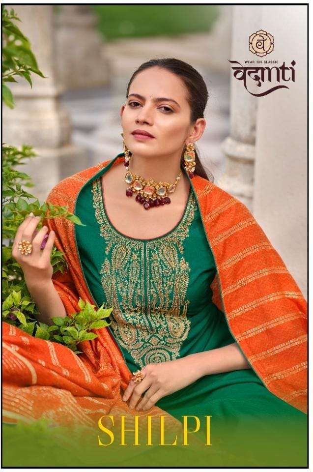 vedanti shilpi silk series 121-124 parampara silk suit 