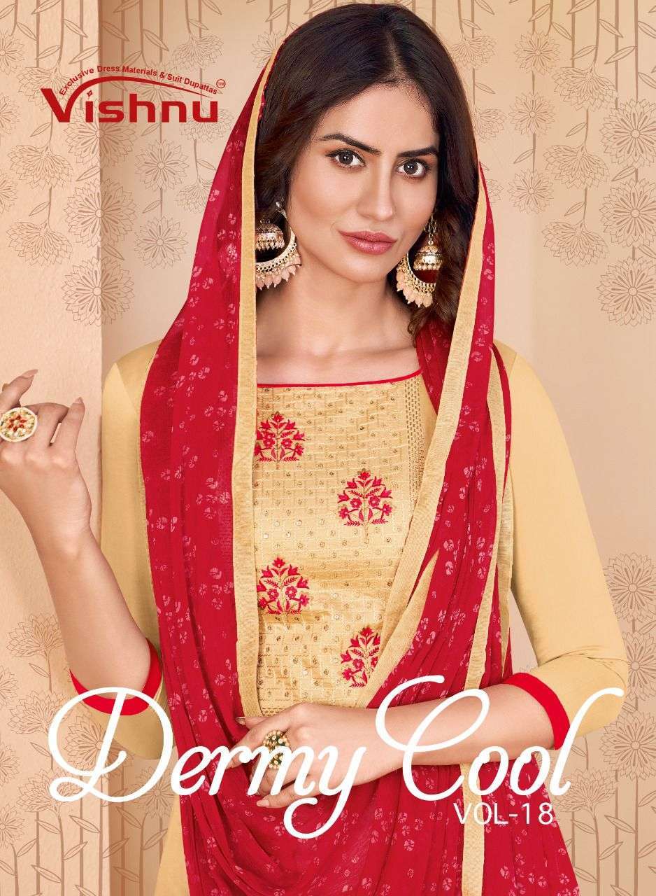 vishnu dermi cool vol 18 series 55001-55012 gadwal chanderi suit