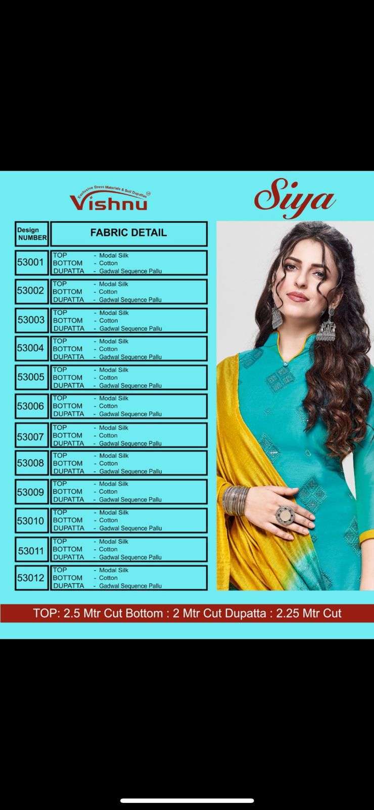 vishnu impex siya series 53001-53012 modal silk suit