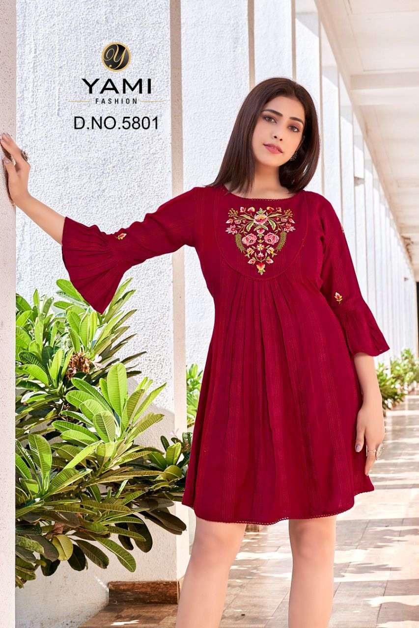 YAMI TUNE DESIGNER SELF WEAVING FABRIC KURTI 