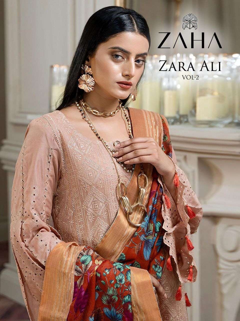 ZAHA ZARA ALI VOL 2 SERIES 10041-10043 DESIGNER PURE CAMBRIC COTTON SUIT 
