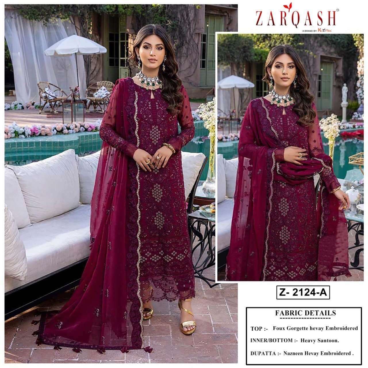 Zarqash Alif z-2124 heavy faux georgette suit 
