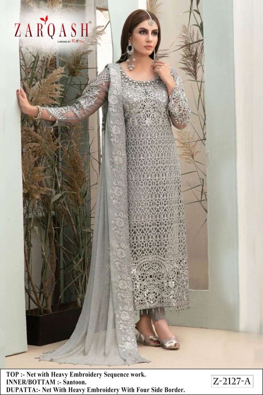 Zarqash Maria z-2127 heavy net with embroidery suit 