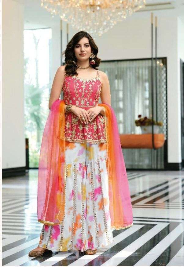 zaveri floral 1060 colour georgette readymade suit 