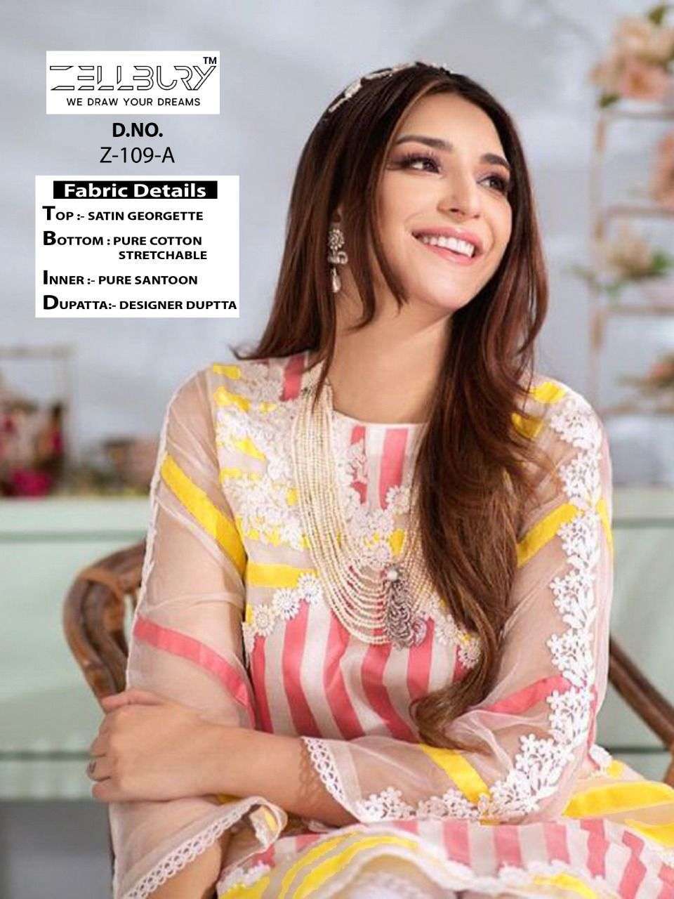 zellbury Z-109 satin georgette readymade suit