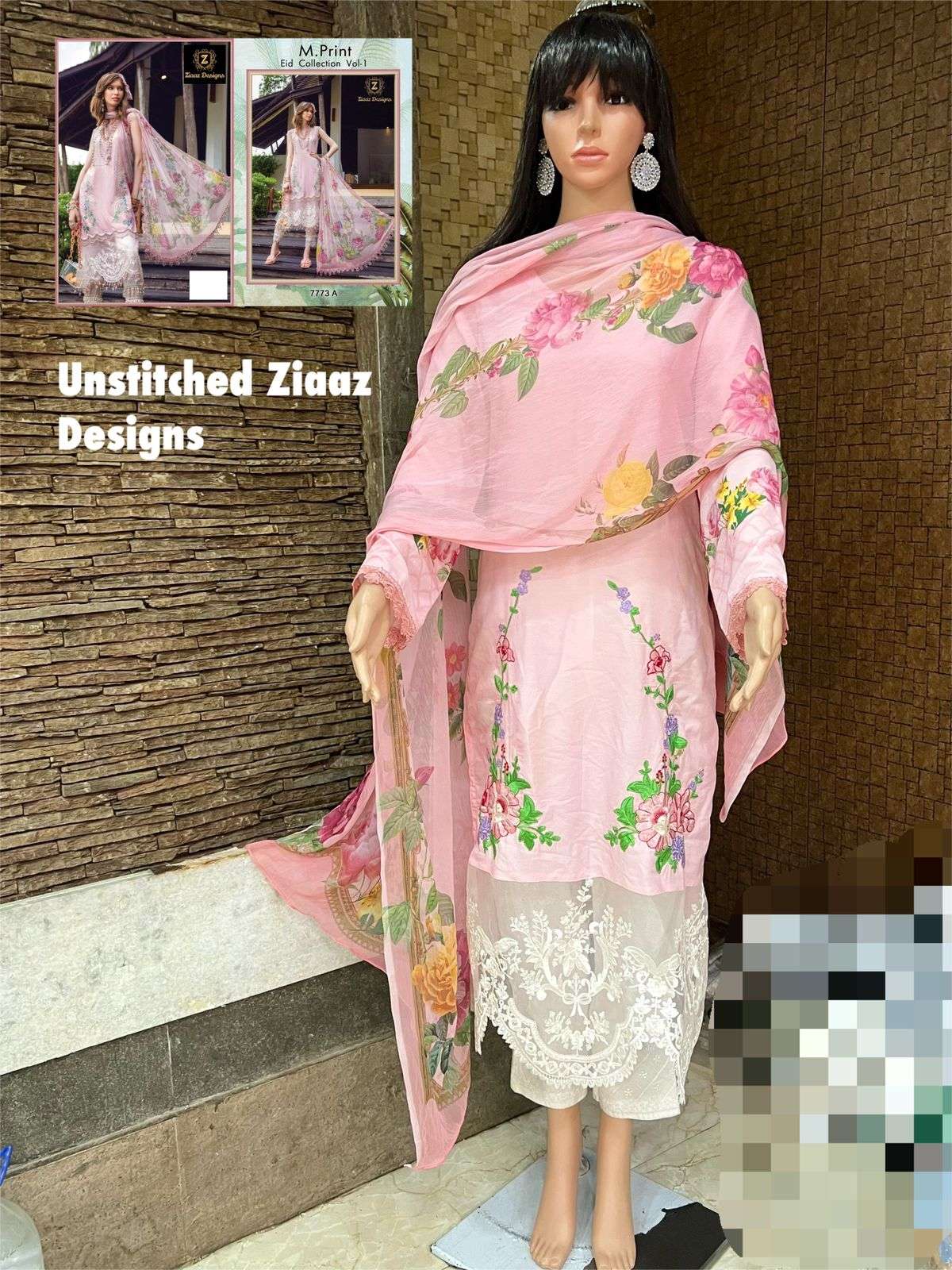 ZIAAZ M.PRINT EID COLLECTION VOL 1 DESIGNER MUSLIN COTTON SUIT 