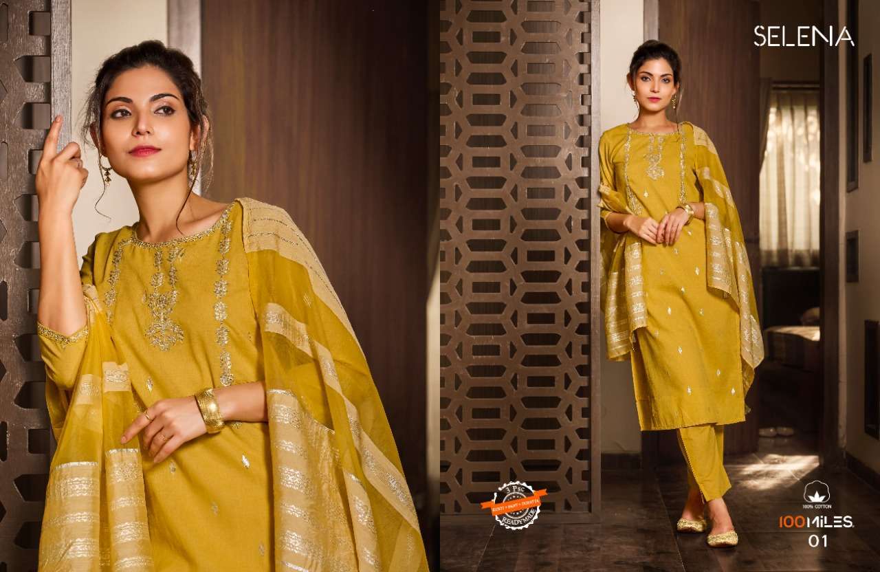 100 miles selena series 01-04 pure cotton readymade suit 
