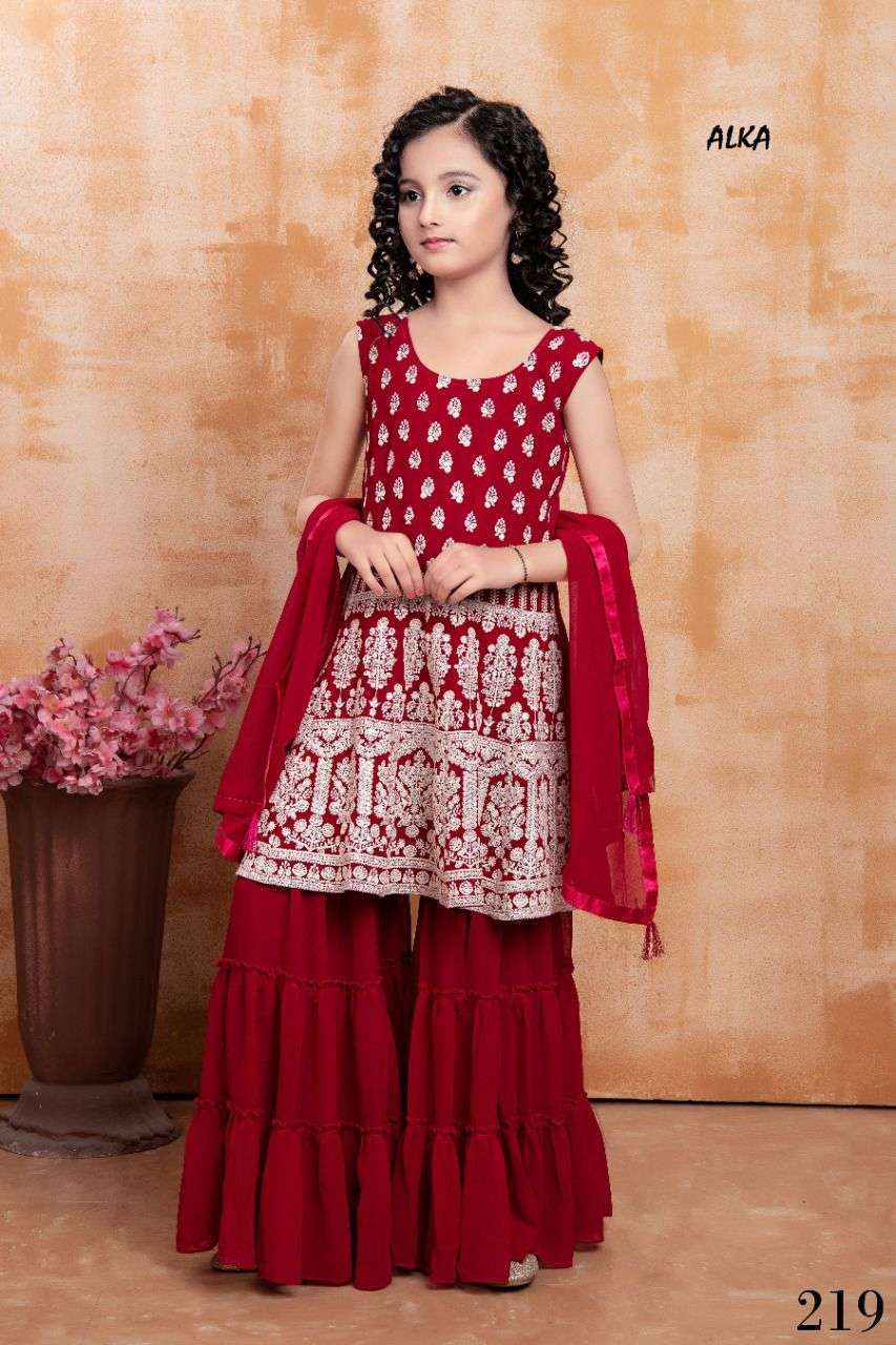 alka vol 28 series 218-221 faux georgette readymade suit