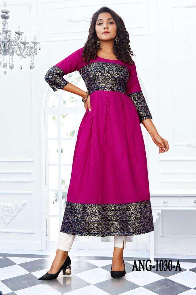 ang 1030 rubby silk foil choli with border kurtis