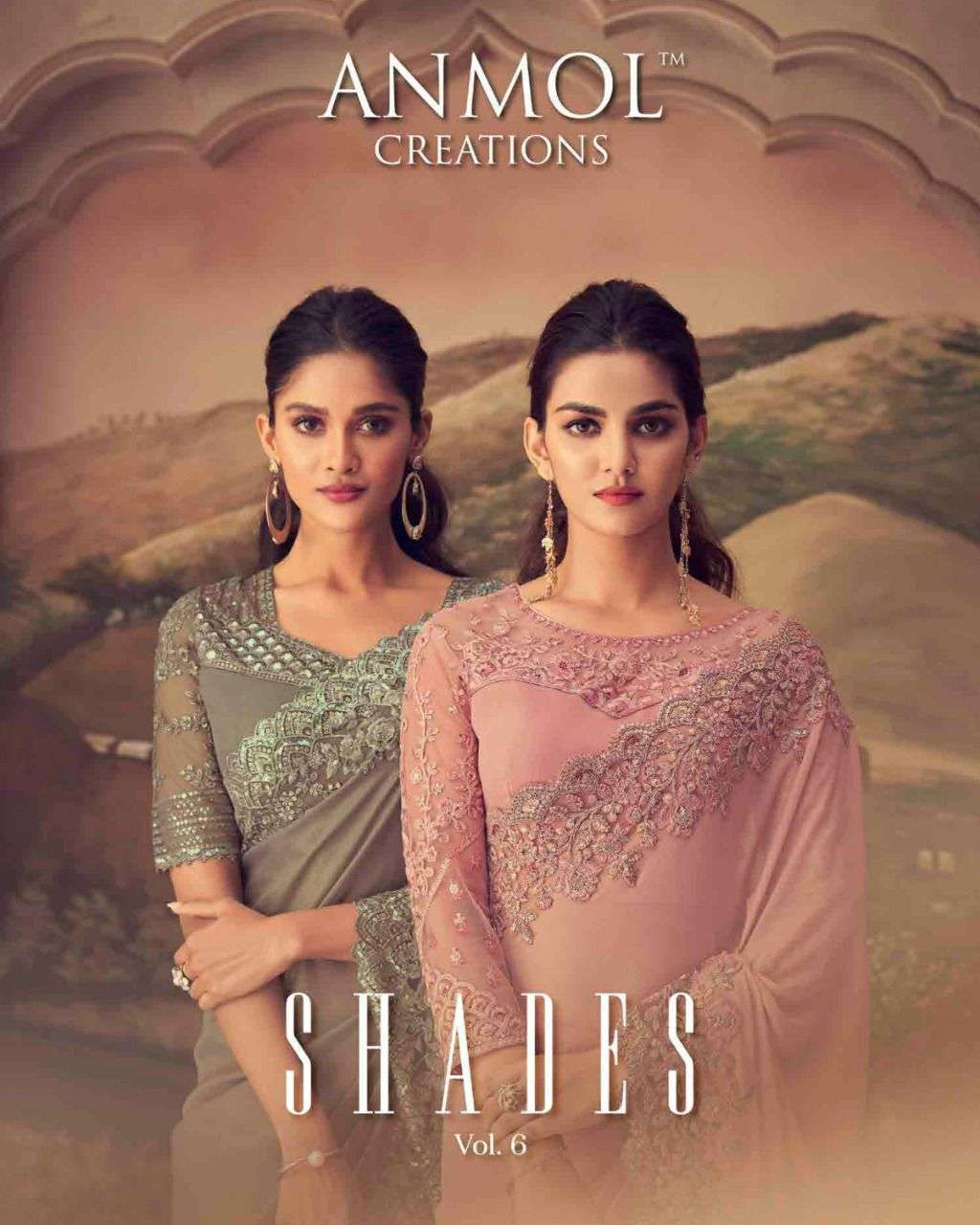 anmol shades vol 6 series 3201-3216 embroidery saree