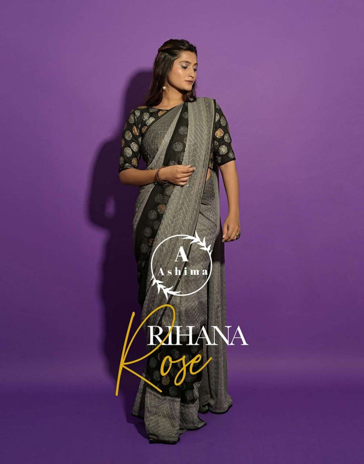 ashima rihana rose series 5201-5208 dull moss saree