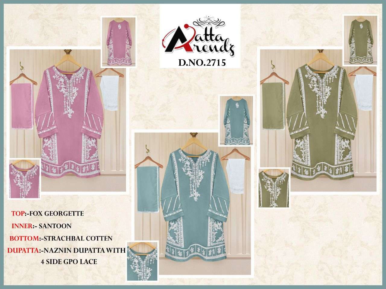 atta trendz d no 2715 pure georgette readymade suit