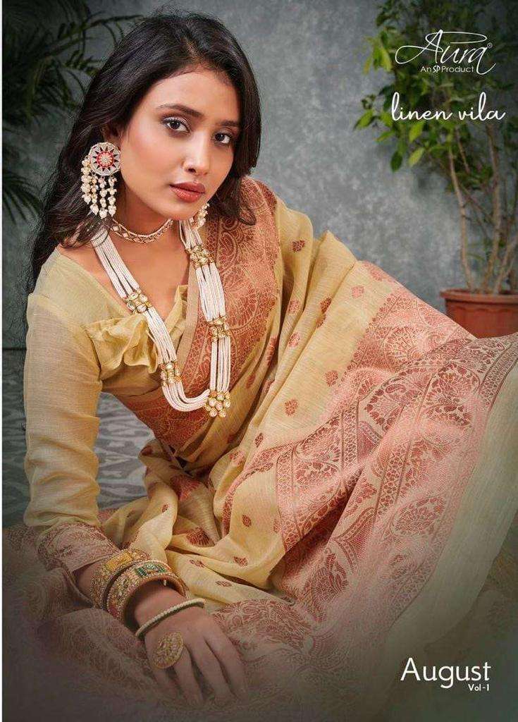 aura august vol 1 series 31301-31306 linen saree
