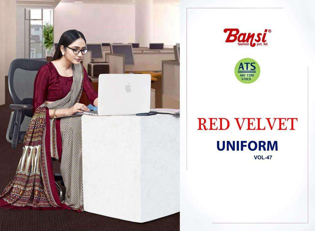 bansi red velvet series 2081-2094 silk crape saree