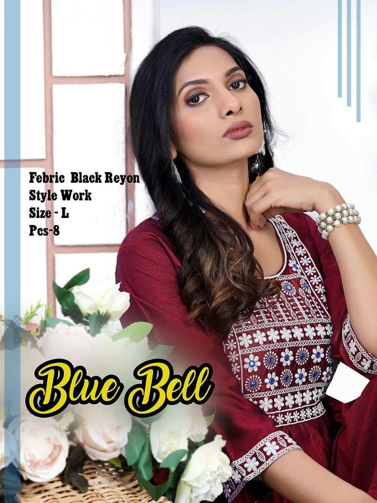 beauty queen blue bell black rayon kurti