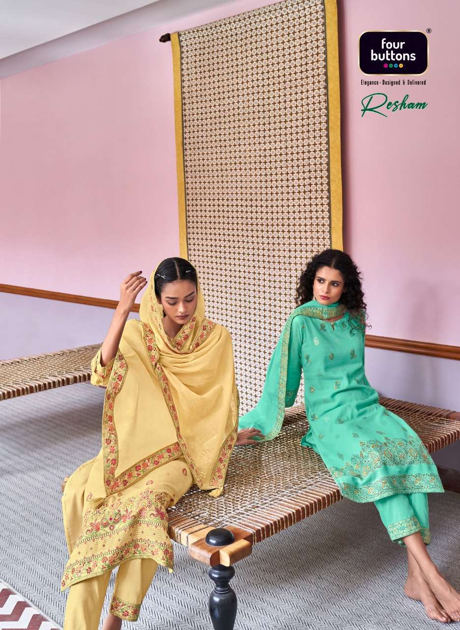 four buttons resham series 2011-2016 pure cotton readymade suit