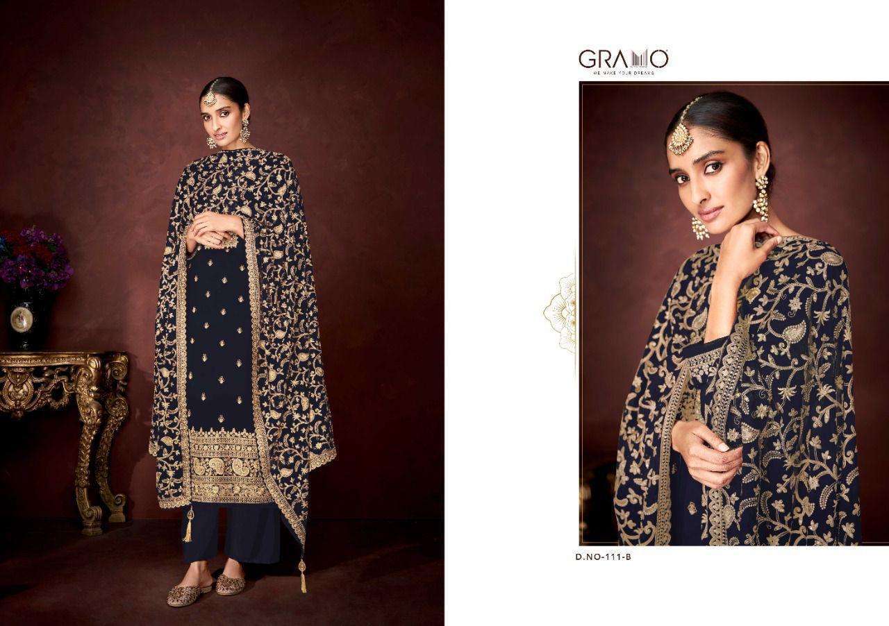 gramo nazara nx series 111 heavy faux georgette suit