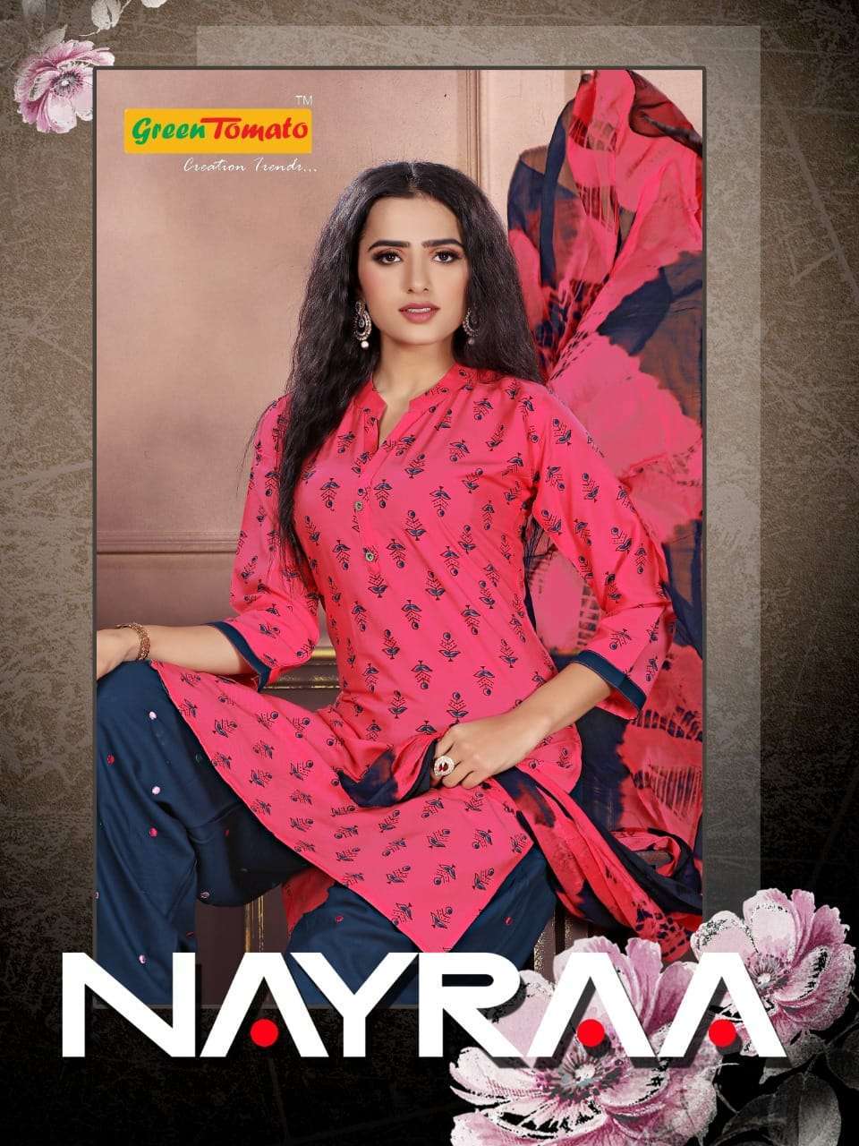 green tomato nayraa series 1001-1008 heavy rayon readymade suit