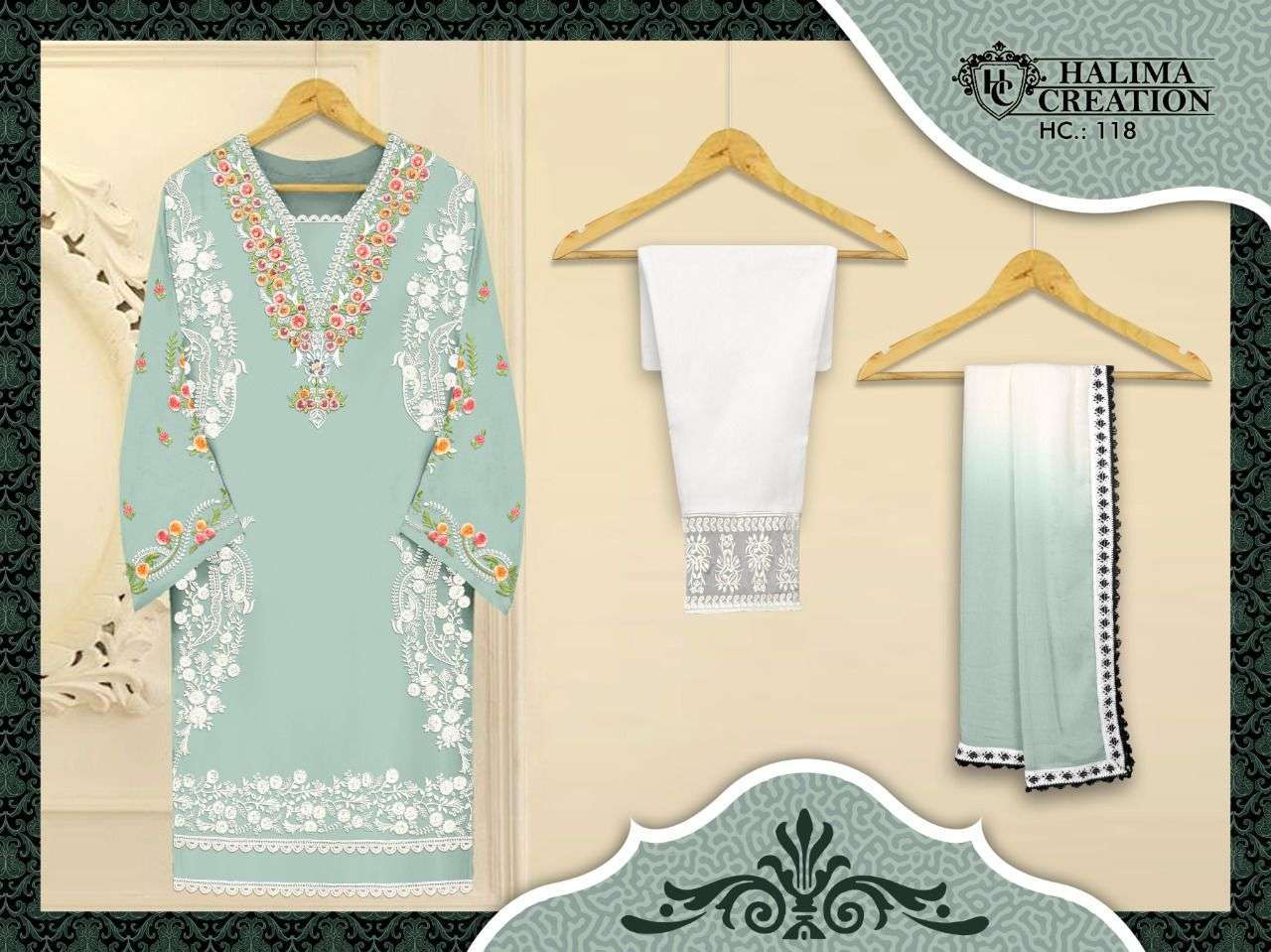 halima creation hc 118 heavy faux georgette readymade suit 
