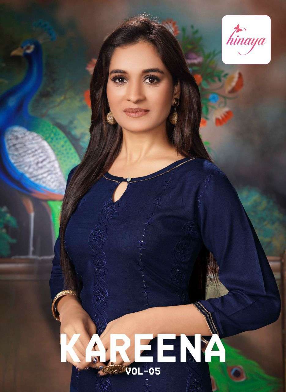 hinaya kareena vol 5 series 5001-5008 heavy rayon slub kurti 