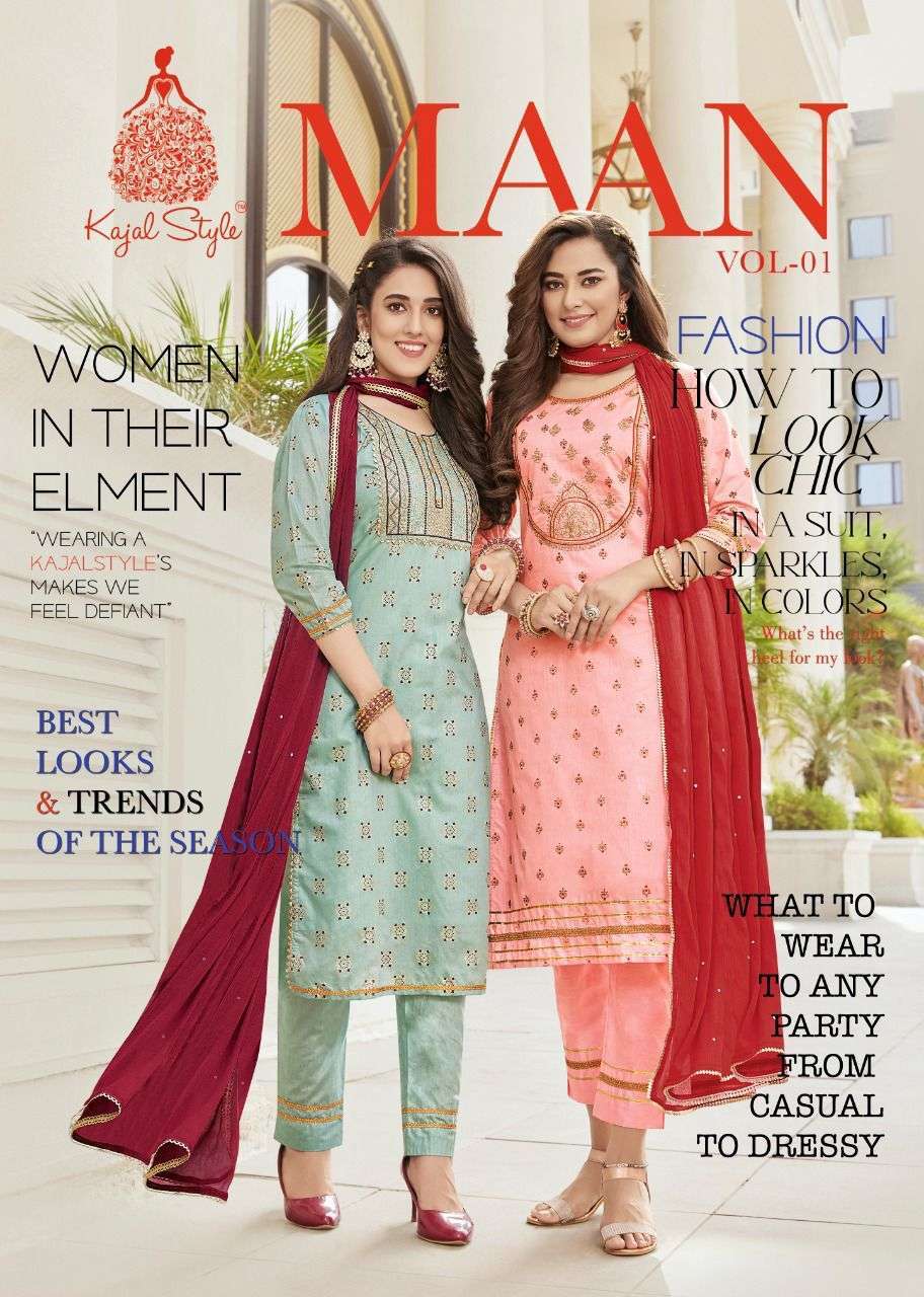 kajal style maan vol 1 series 1001-1008 chanderi readymade suit 