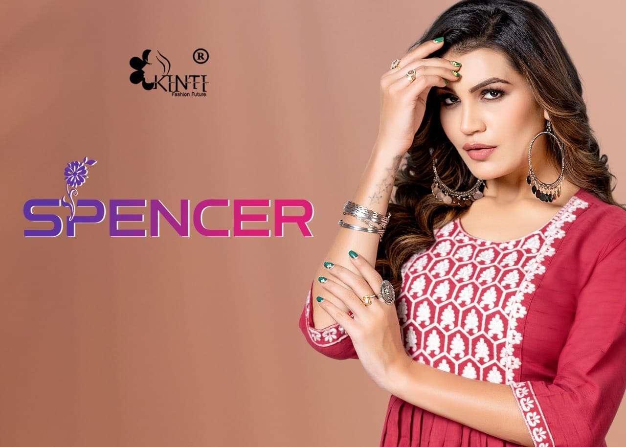 kinti spencer series 101-108 fancy rayon kurti