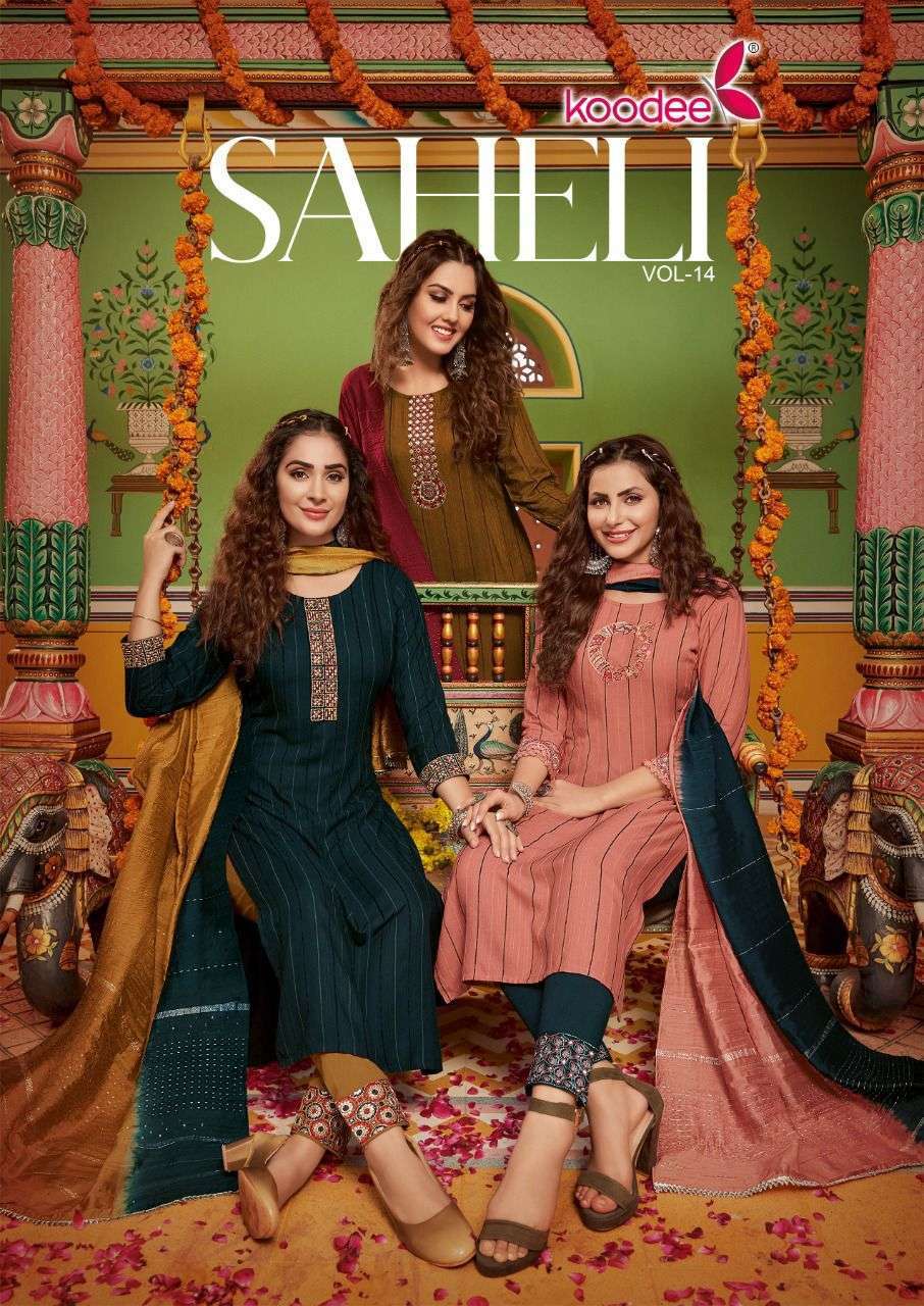 koodee saheli vol 14 series 1401-1406 viscose readymade suit