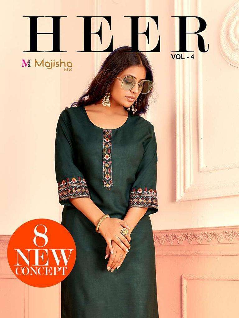 majisha nx heer vol 4 series 1001-1008 rayon slub kurti 