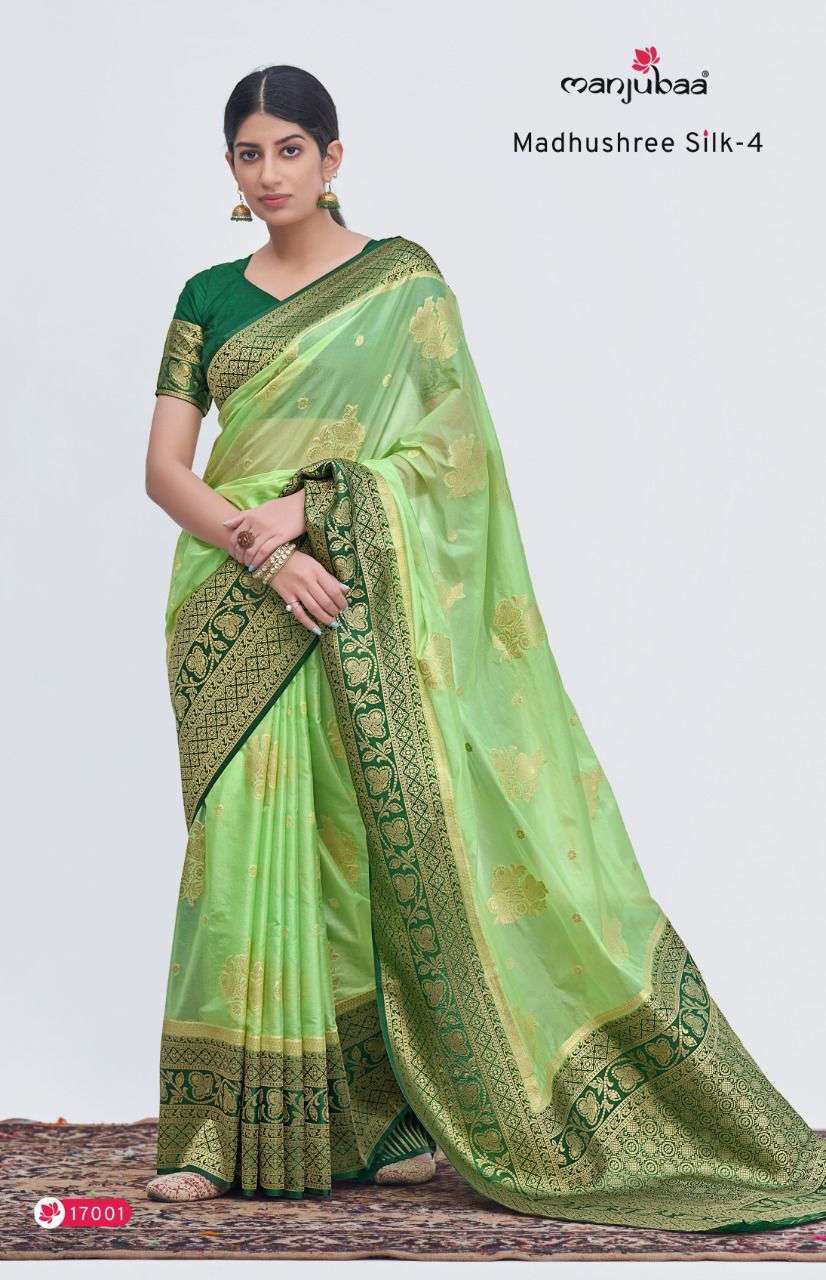manjubaa madhushree vol 4 series 17001-17006 organza silk saree