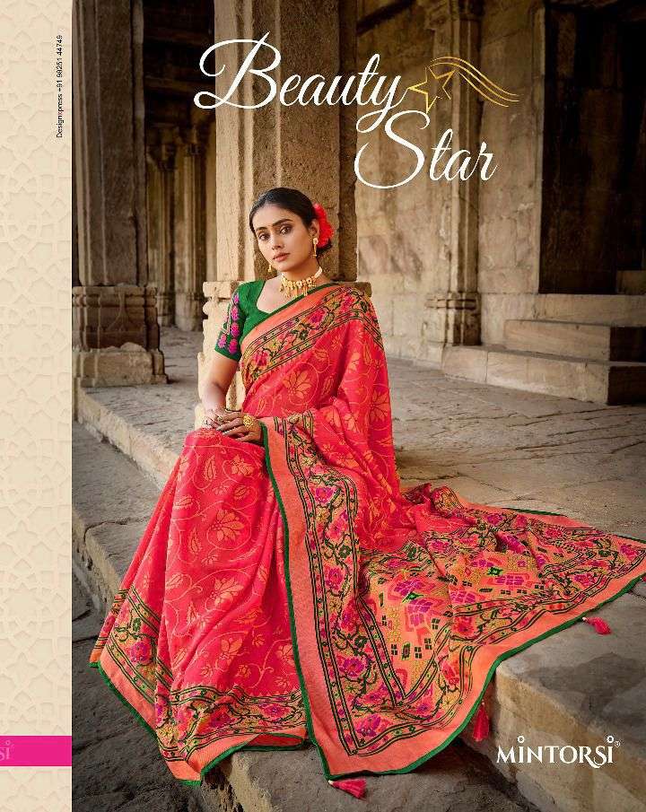 MINTORSI BEAUTY STAR DESIGNER SILK BRASSO SAREE 