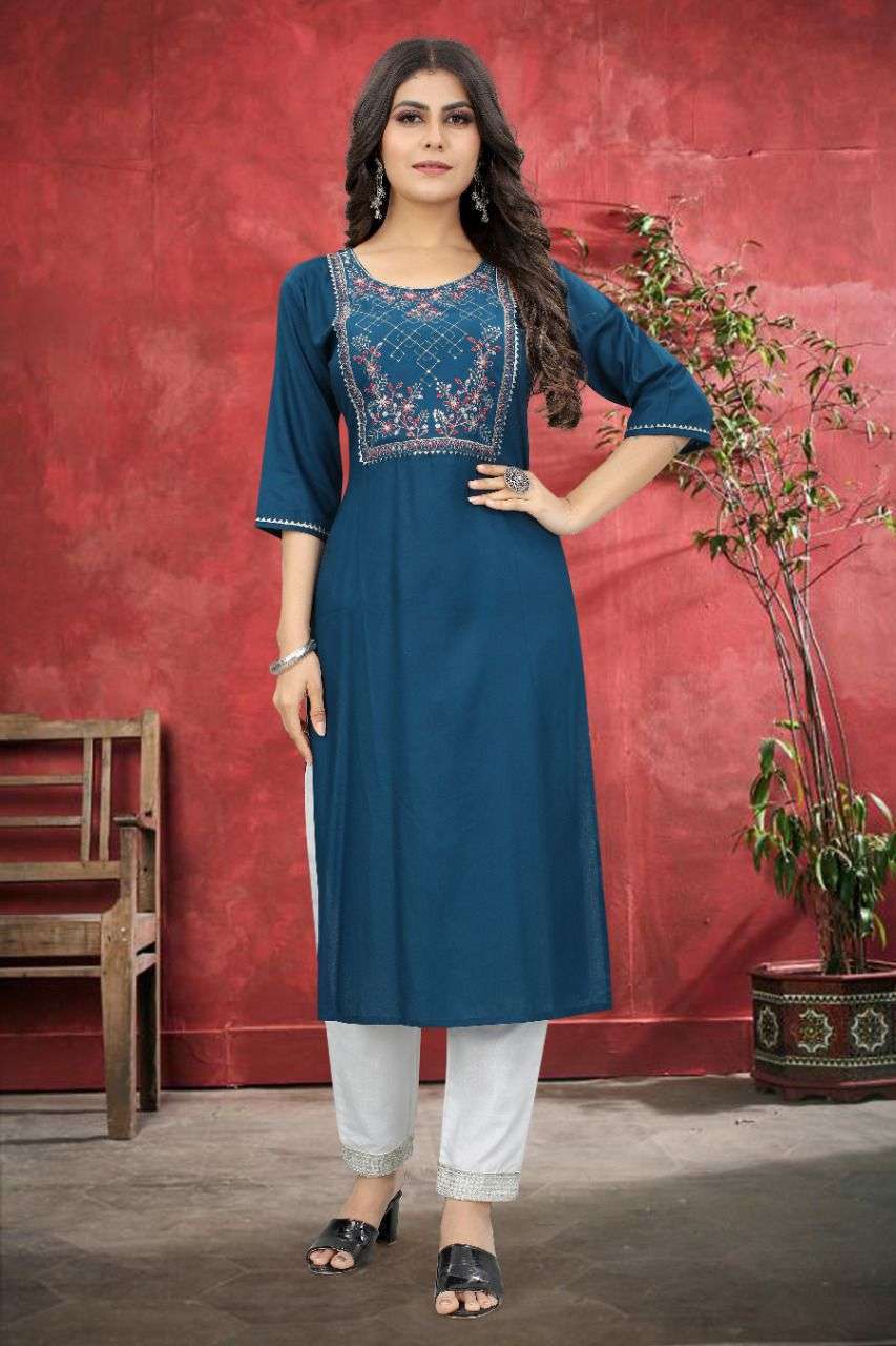 monjolika madhubala 5400 rayon cotton kurti