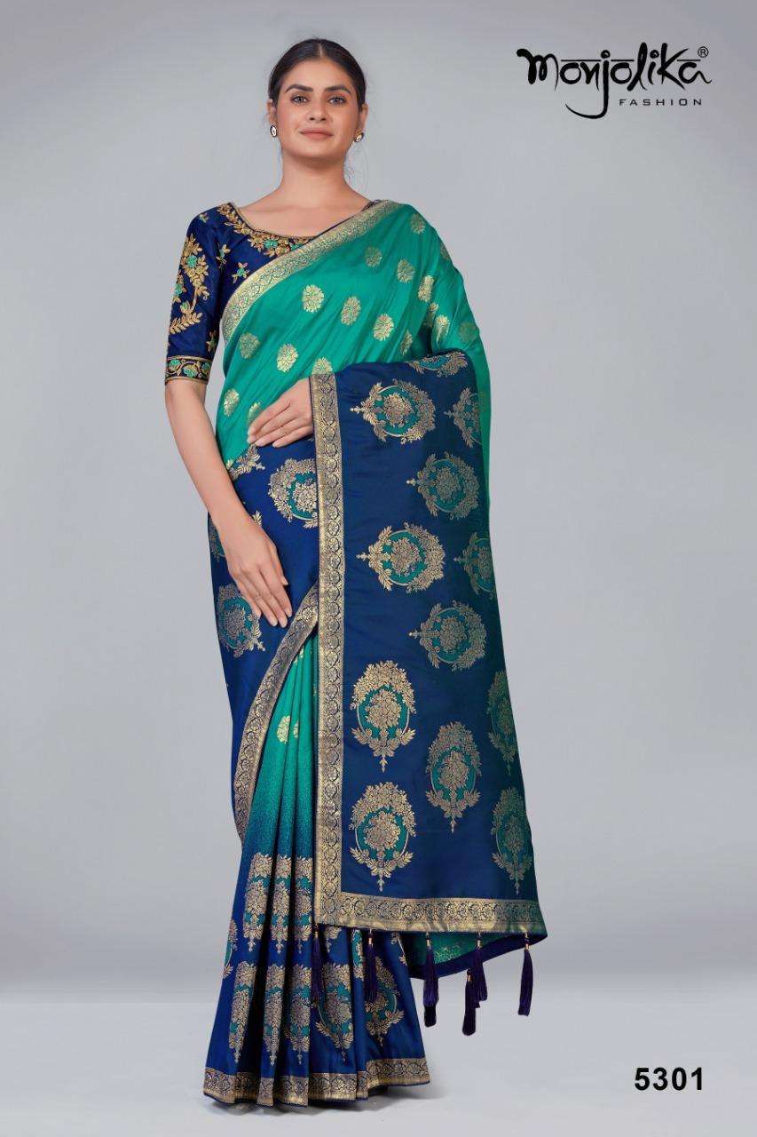 monjolika maheen silk series 5301-5316 banarasi silk saree