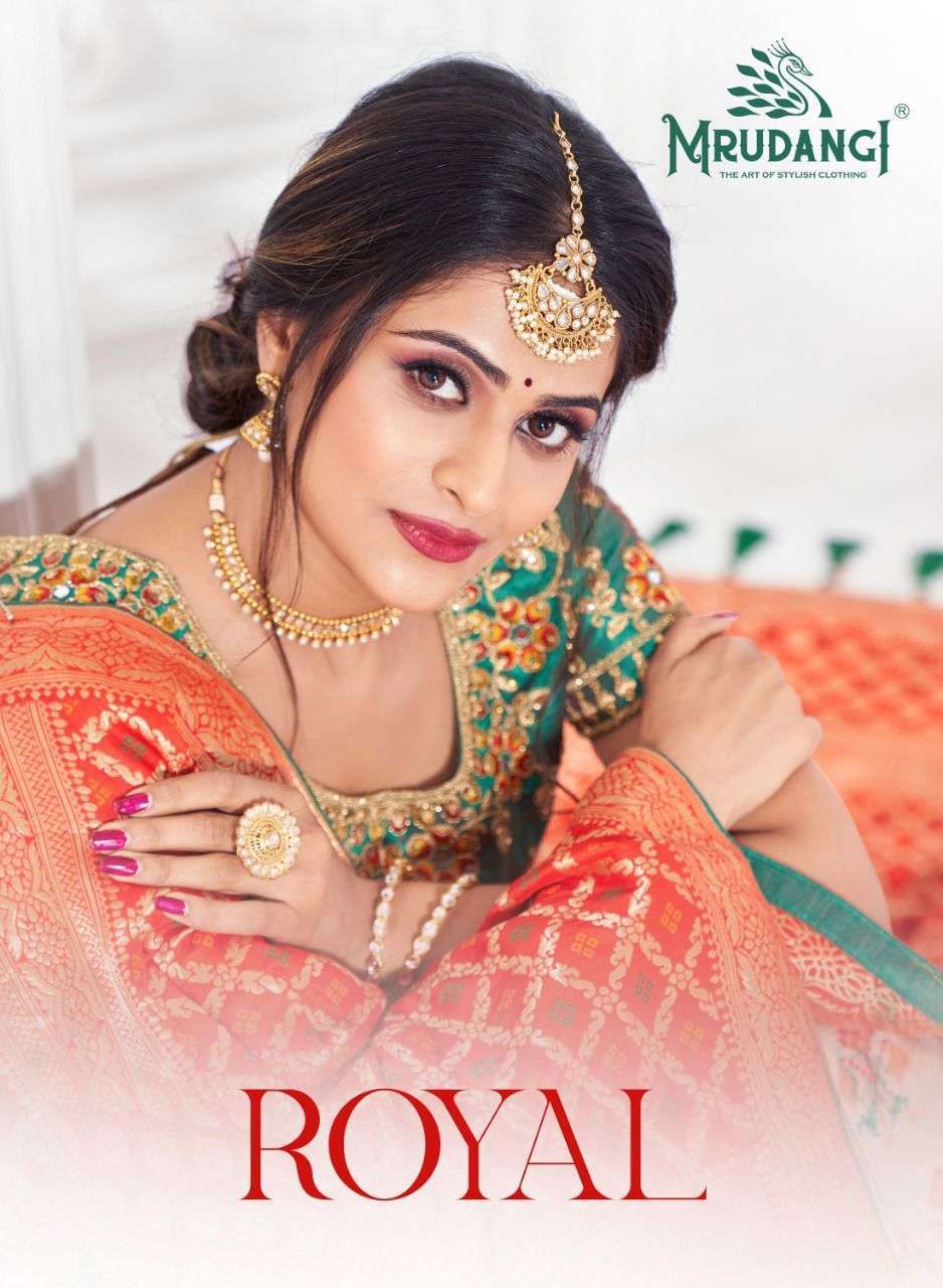 mrudangi royal series 1025-1029 silk jacquard lehenga