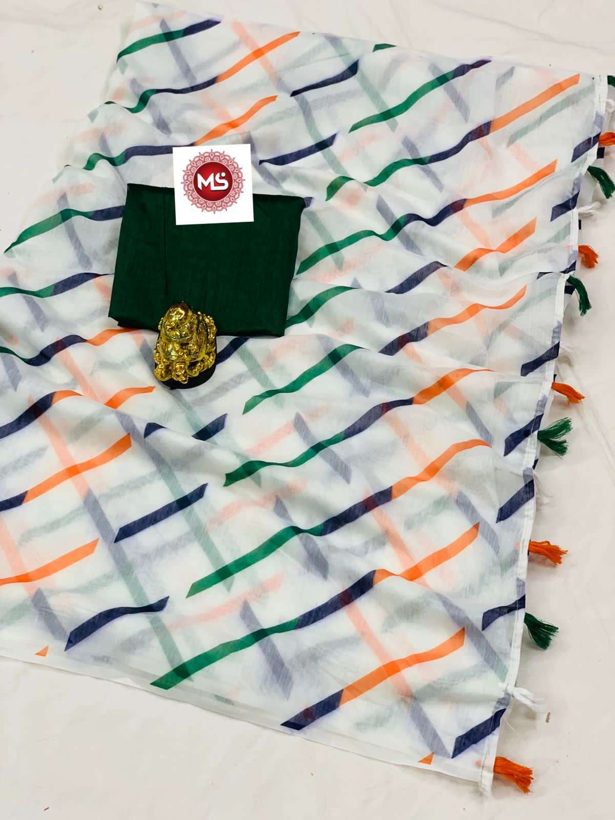 MS BRAND TIRANGA DESIGNER CHANDERI COTTON SAREE 