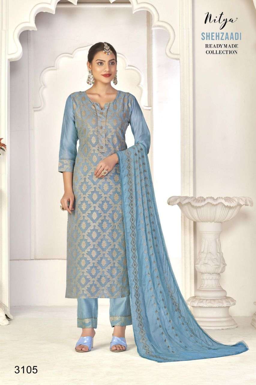 nityaa shehzaadi series 3101-3108 chanderi jacquard suit 
