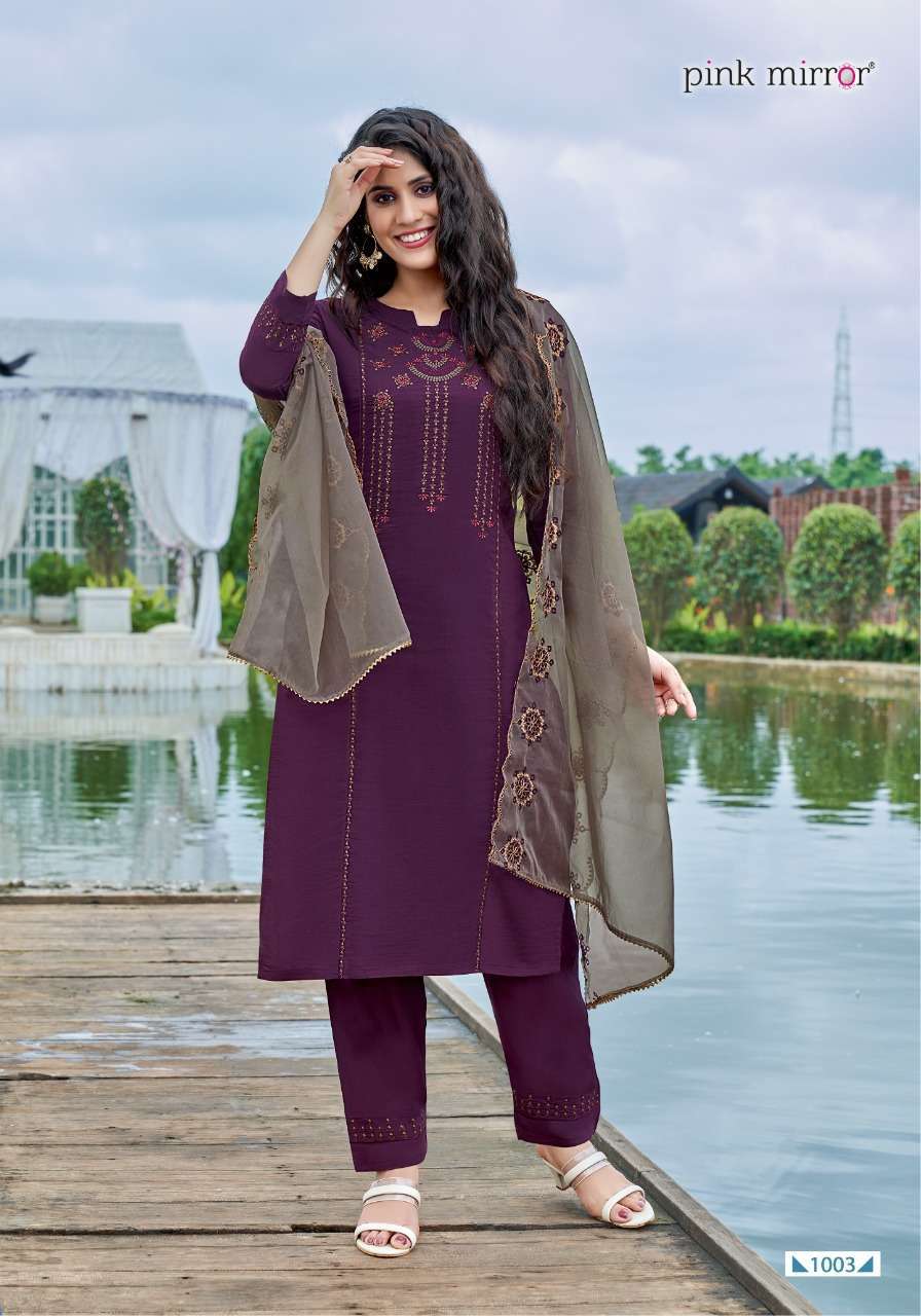 pink mirror sunshine series 1001-1006 roman silk readymade suit