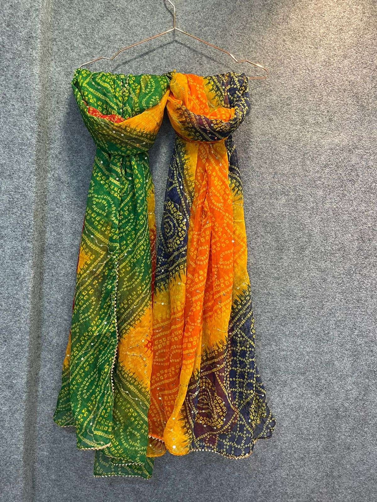 prg 007 bandhej sequence work chiffon dupattas manufacturer