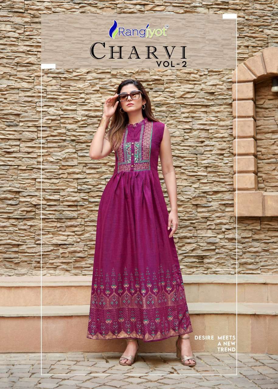 rangjyot charvi vol 2 series 2001-2008 two tone rayon kurti