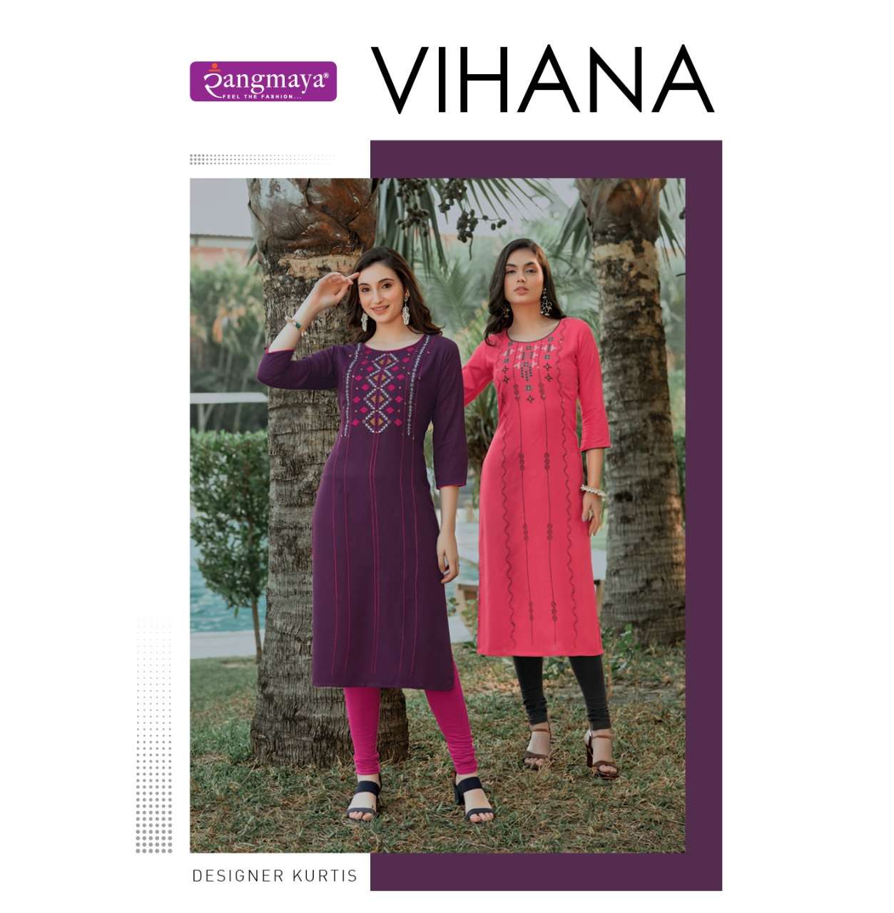 rangmaya vihana series 101-110 rayon kurti 