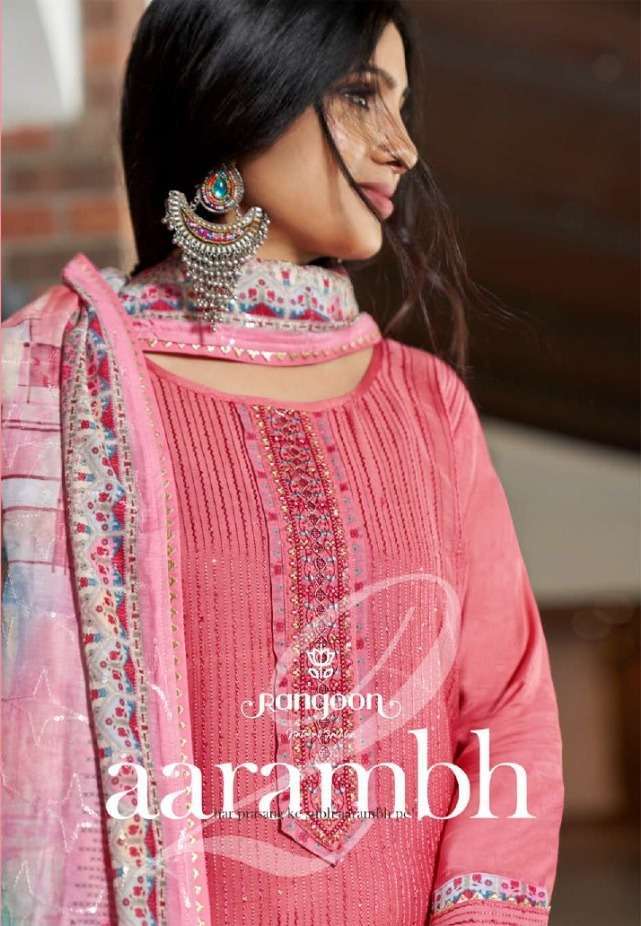 rangoon aarambh vol 2 series 3821-3824 pure muslin readymade suit