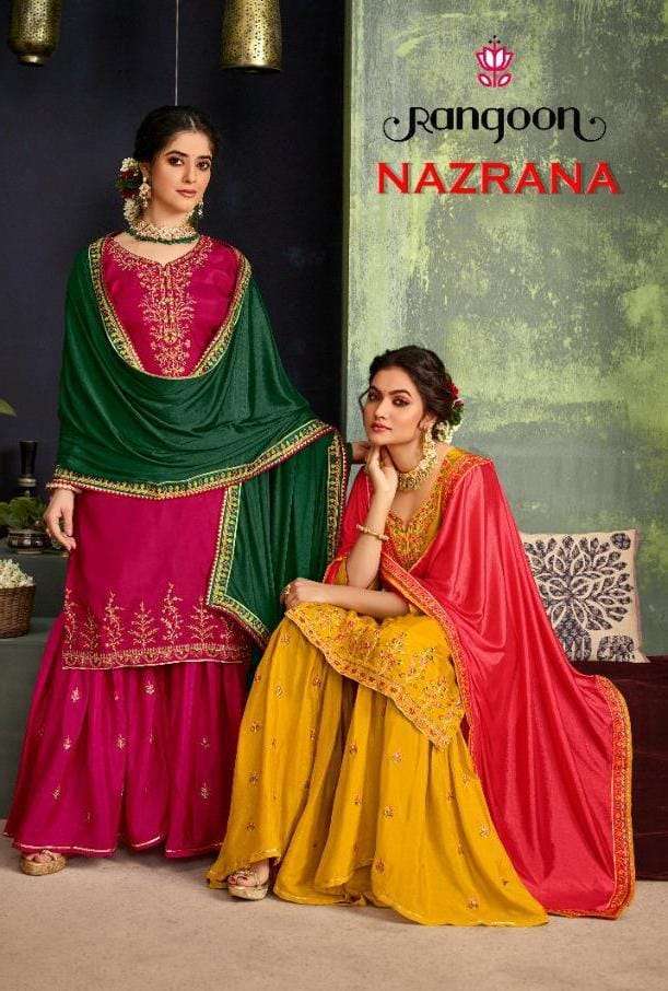 rangoon nazrana series 4011-4014 pure upada silk readymade suit