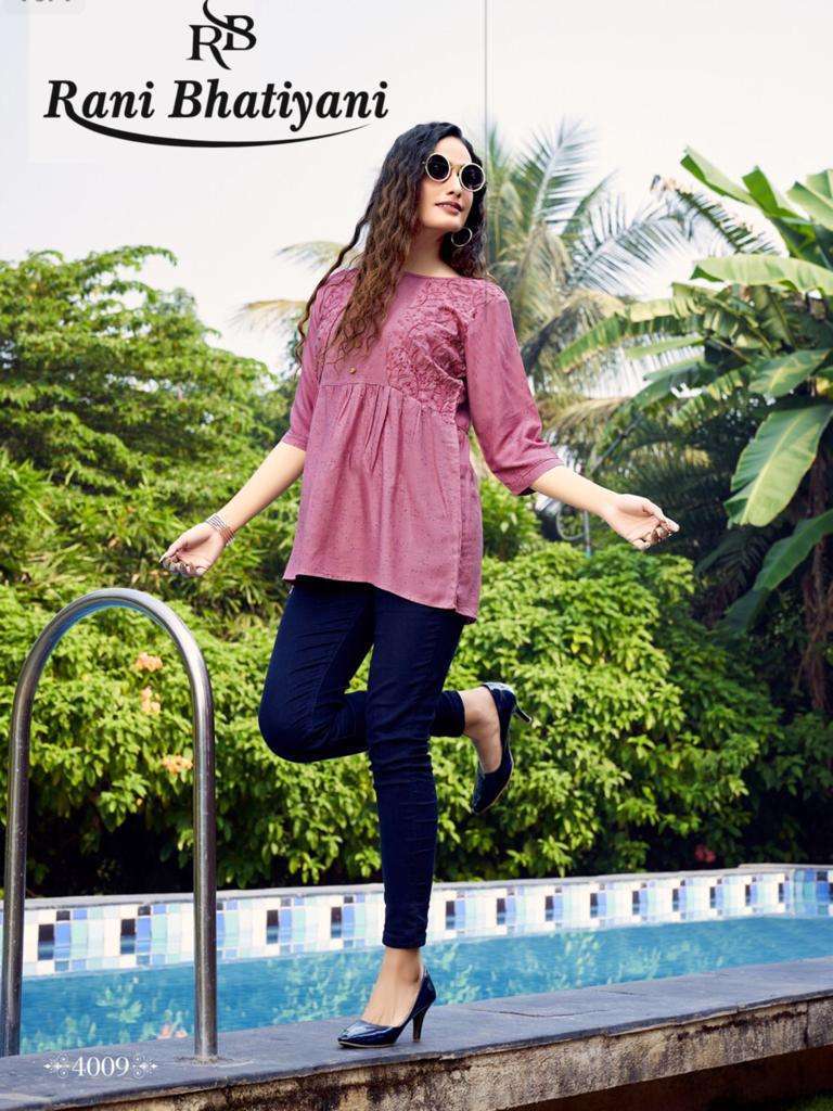 rani bhatiyani shrusti vol 4 series 4001-4010 14 kg rayon kurti